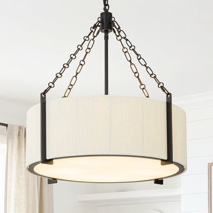 Black 5-Light Cotton Drum Chandelier