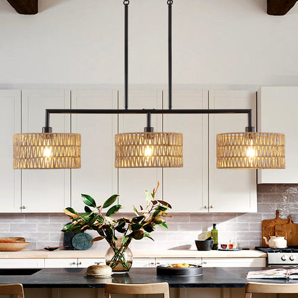 3-Light Woven Rattan Island Pendant