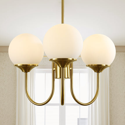 Chandelier Milky White Glass Shade 3-Light