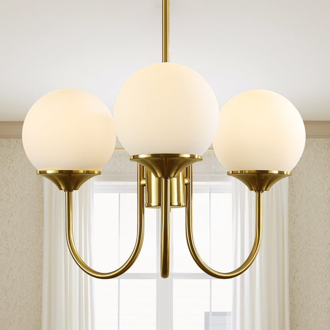 Chandelier Milky White Glass Shade 3-Light