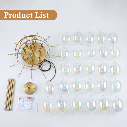 9-Light Matte Black Iridescent Globe Chandelier