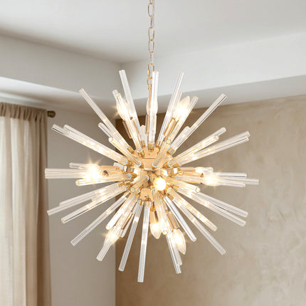 12-Light French Gold Tube Pendant Light