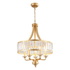 5-Light Brushed Brass Candle Chandelier with Crystal Rod Shades