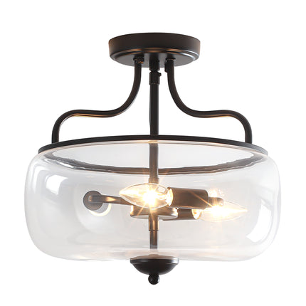 3-Light Brushed Brass Clear Glass Ceiling Light