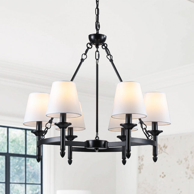 Black 6-Light Fabric Chandelier