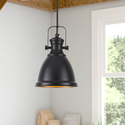 Industrial Black Dome Pendant Light