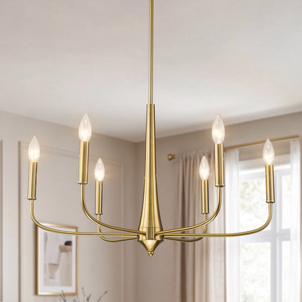 6-Light Brushed Brass Chandelier