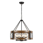 6-Light Farmhouse Faux Wood Drum Chandelier