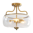 3-Light Brushed Brass Clear Glass Ceiling Light