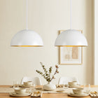 Modern White & Gold Dome Pendant Light (2-Pack)