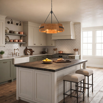 5-Light Black & Rustic Brown Iron Chandelier