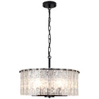 5-Light Black Textured Glass Drum Chandelier