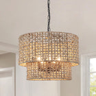 5-Light 2-Tier Woven Seagrass pendant light