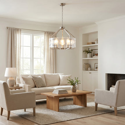 Satin Nickel 5-Light Glass Chandelier