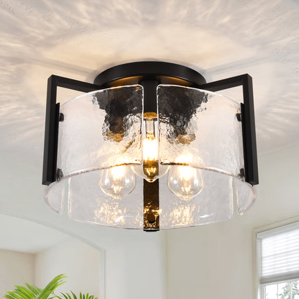 Black 3-Light Glass Ceiling Light