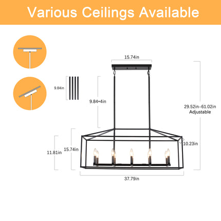 10-Light Black Linear Island Light