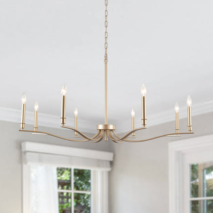 Matte Black 8-Bulb Curved Arm Chandelier
