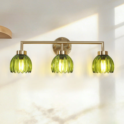Wall Sconce Light Green Glass 3-Light