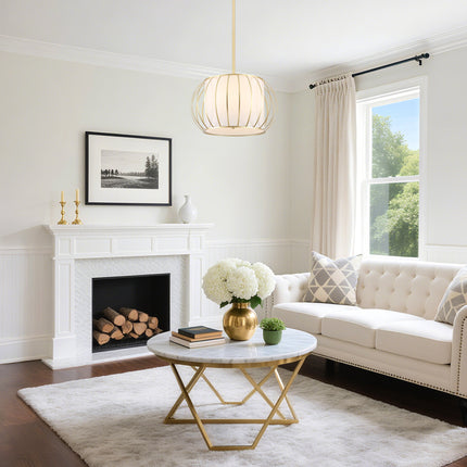 Brass Gold Wire Chandelier, 4-Light