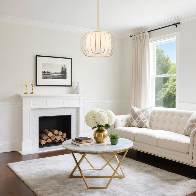 Brass Gold Wire Chandelier, 4-Light