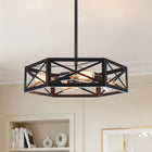 4-Light Industrial Black Geometric Cage Chandelier