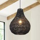 Pendant Light Black Paper Rattan Shade