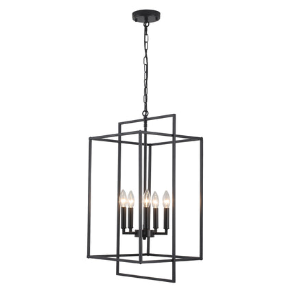 Black 5-Light Geometric Cage Lantern