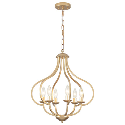 6-Light Black and Hand-Painted Rustic Candle Chandelier
