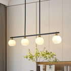 Modern 4-Light Black & Brass Globe Linear Pendant