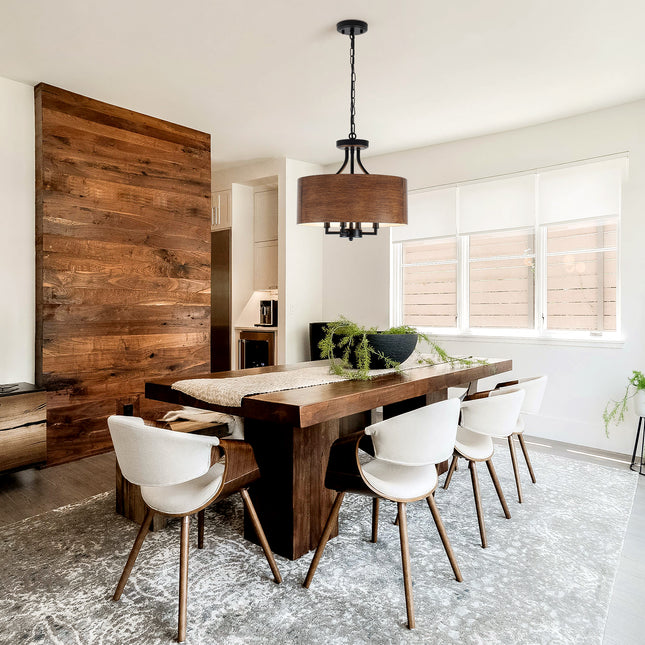 4-Light Rustic Brown Drum Chandelier