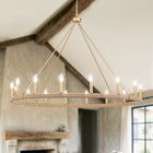 16-Light Matte Gold Rope Wagon Wheel Chandelier