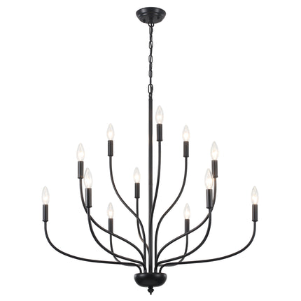 12-Light Brushed Nickel 3-Tier Lotus Candle Chandelier