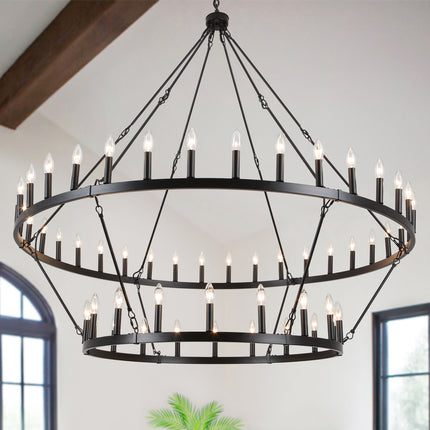 Chandelier Candle Wagon Wheel 36+18-Light