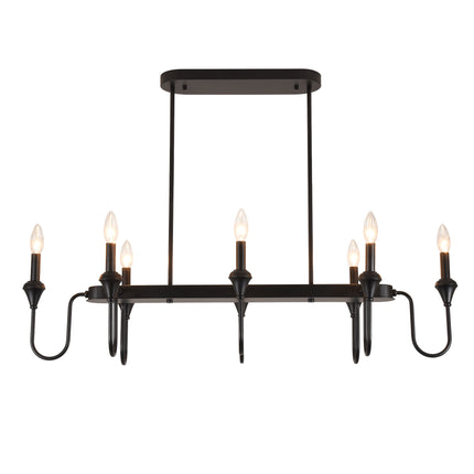 8-Light Matte Black Linear Island Chandelier