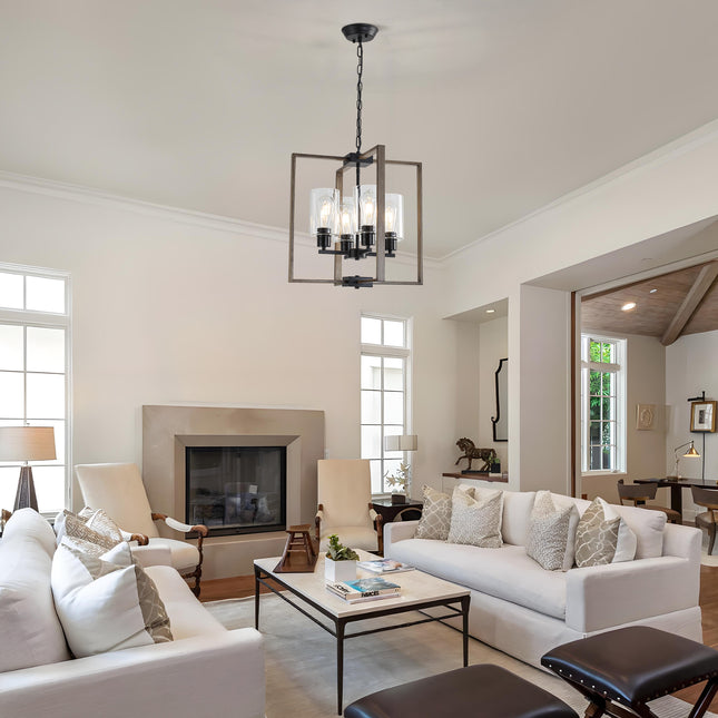 4-Light Chandelier with Clear Glass