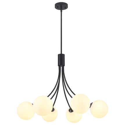 6-Light Matte Black Globe Chandelier
