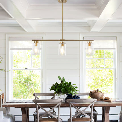 3-Light Brass Kitchen Island Pendant Light