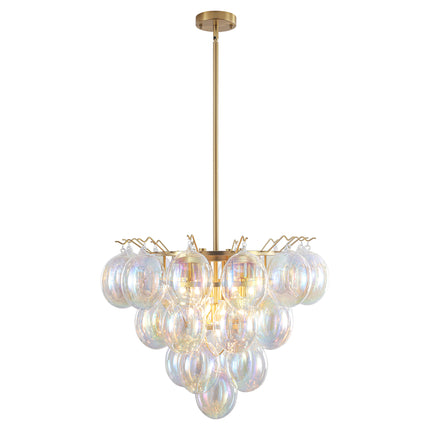 9-Light Matte Black Iridescent Globe Chandelier