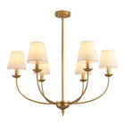 6-Light Brushed Brass Candle Chandelier with Linen Shades