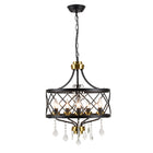 5-Light Matte Black & Antique Brass Diamond Crystal Chandelier