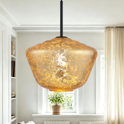 Modern Gold Foil Glass Bowl Pendant Light