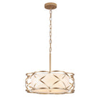 3-Light Gold Caged Drum Pendant