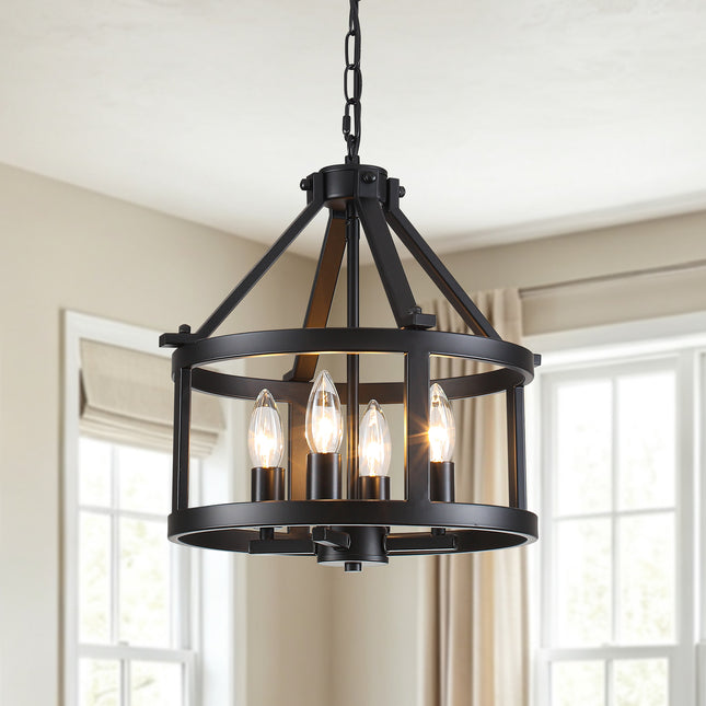 Matte Black Industrial Drum Pendant Light
