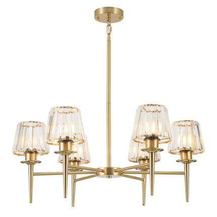 6-Light Brass Cone Glass Chandelier