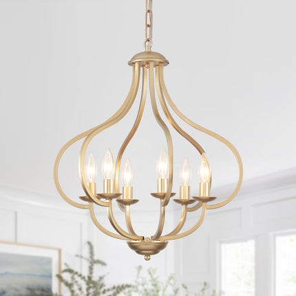 6-Light Black and Hand-Painted Rustic Candle Chandelier