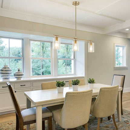 3-Light Brass Kitchen Island Pendant Light