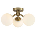 3-Light Gold Milk Glass Globe Semi Flush Mount