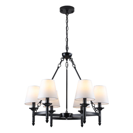 Black 6-Light Fabric Chandelier