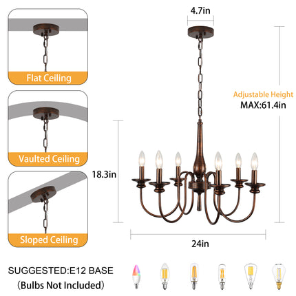 6-Light Black Gold Chandelier