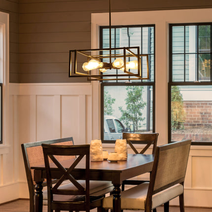 Rectangular 6-Light Black Island Chandelier